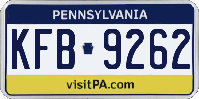 PA license plate KFB9262