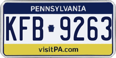 PA license plate KFB9263