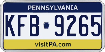 PA license plate KFB9265