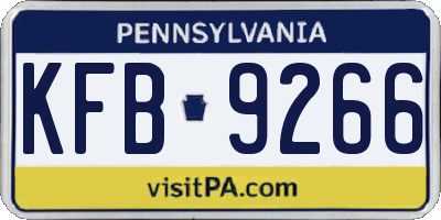 PA license plate KFB9266