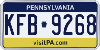 PA license plate KFB9268