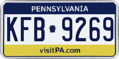 PA license plate KFB9269