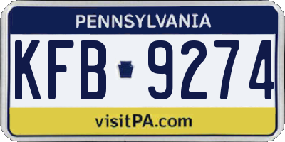 PA license plate KFB9274