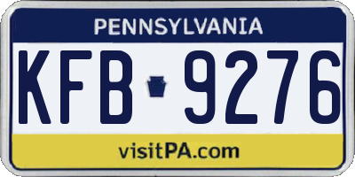 PA license plate KFB9276