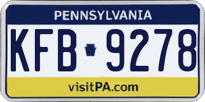 PA license plate KFB9278