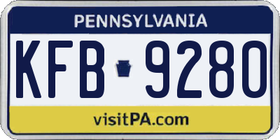 PA license plate KFB9280