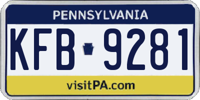 PA license plate KFB9281