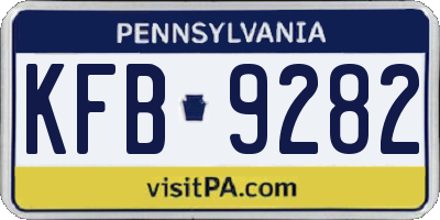 PA license plate KFB9282