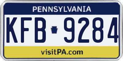 PA license plate KFB9284