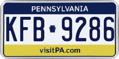 PA license plate KFB9286