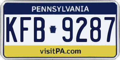 PA license plate KFB9287