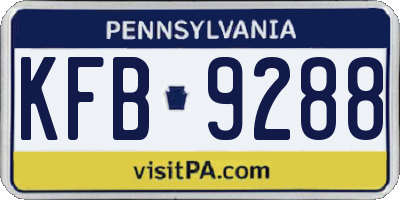 PA license plate KFB9288
