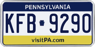PA license plate KFB9290
