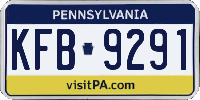 PA license plate KFB9291