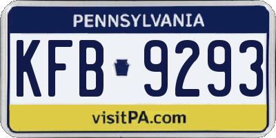 PA license plate KFB9293