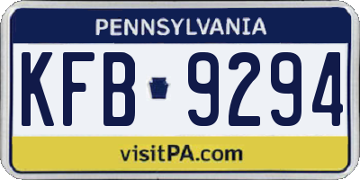 PA license plate KFB9294