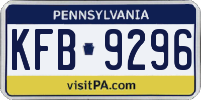 PA license plate KFB9296