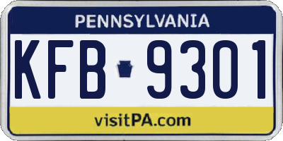 PA license plate KFB9301