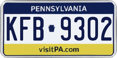 PA license plate KFB9302