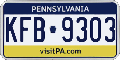PA license plate KFB9303
