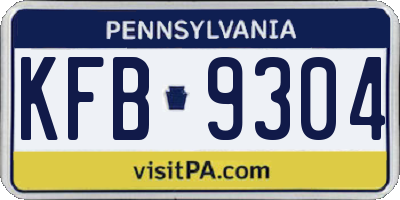 PA license plate KFB9304