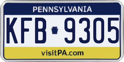 PA license plate KFB9305