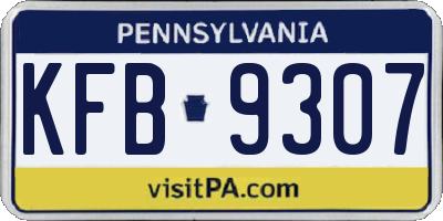 PA license plate KFB9307