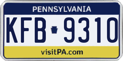 PA license plate KFB9310