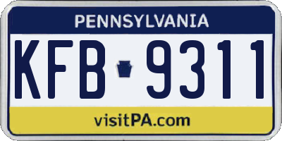 PA license plate KFB9311