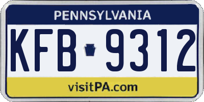 PA license plate KFB9312