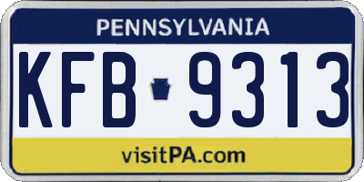 PA license plate KFB9313