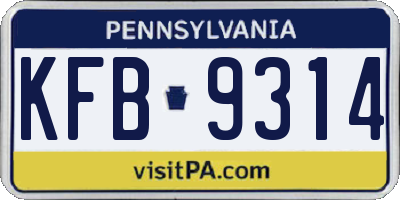 PA license plate KFB9314