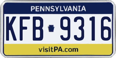 PA license plate KFB9316