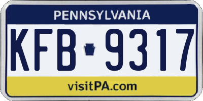 PA license plate KFB9317