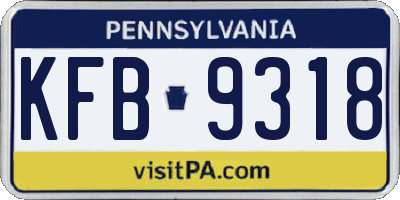 PA license plate KFB9318