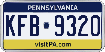 PA license plate KFB9320