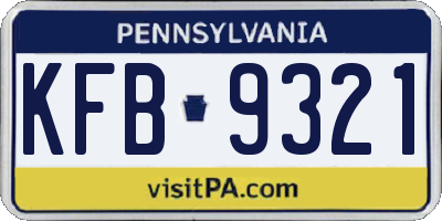 PA license plate KFB9321