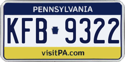 PA license plate KFB9322
