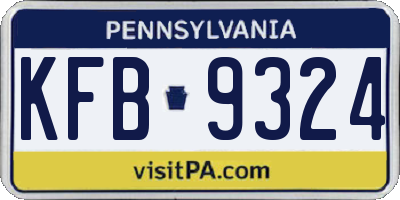 PA license plate KFB9324