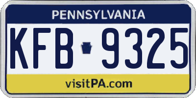 PA license plate KFB9325