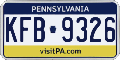 PA license plate KFB9326