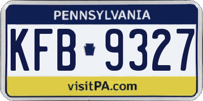 PA license plate KFB9327