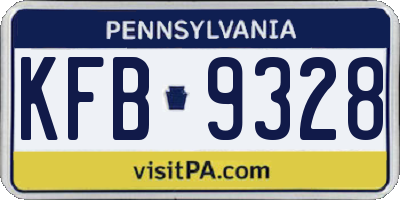 PA license plate KFB9328