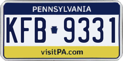 PA license plate KFB9331