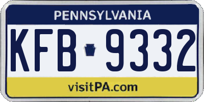PA license plate KFB9332