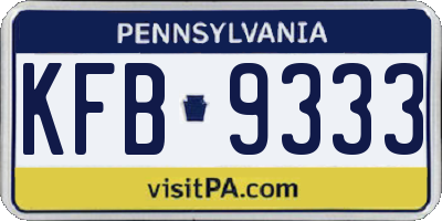 PA license plate KFB9333