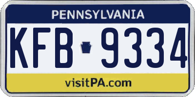 PA license plate KFB9334