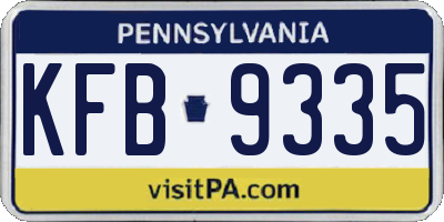 PA license plate KFB9335