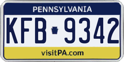 PA license plate KFB9342