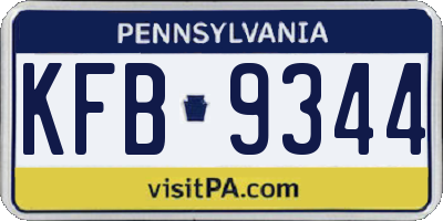 PA license plate KFB9344